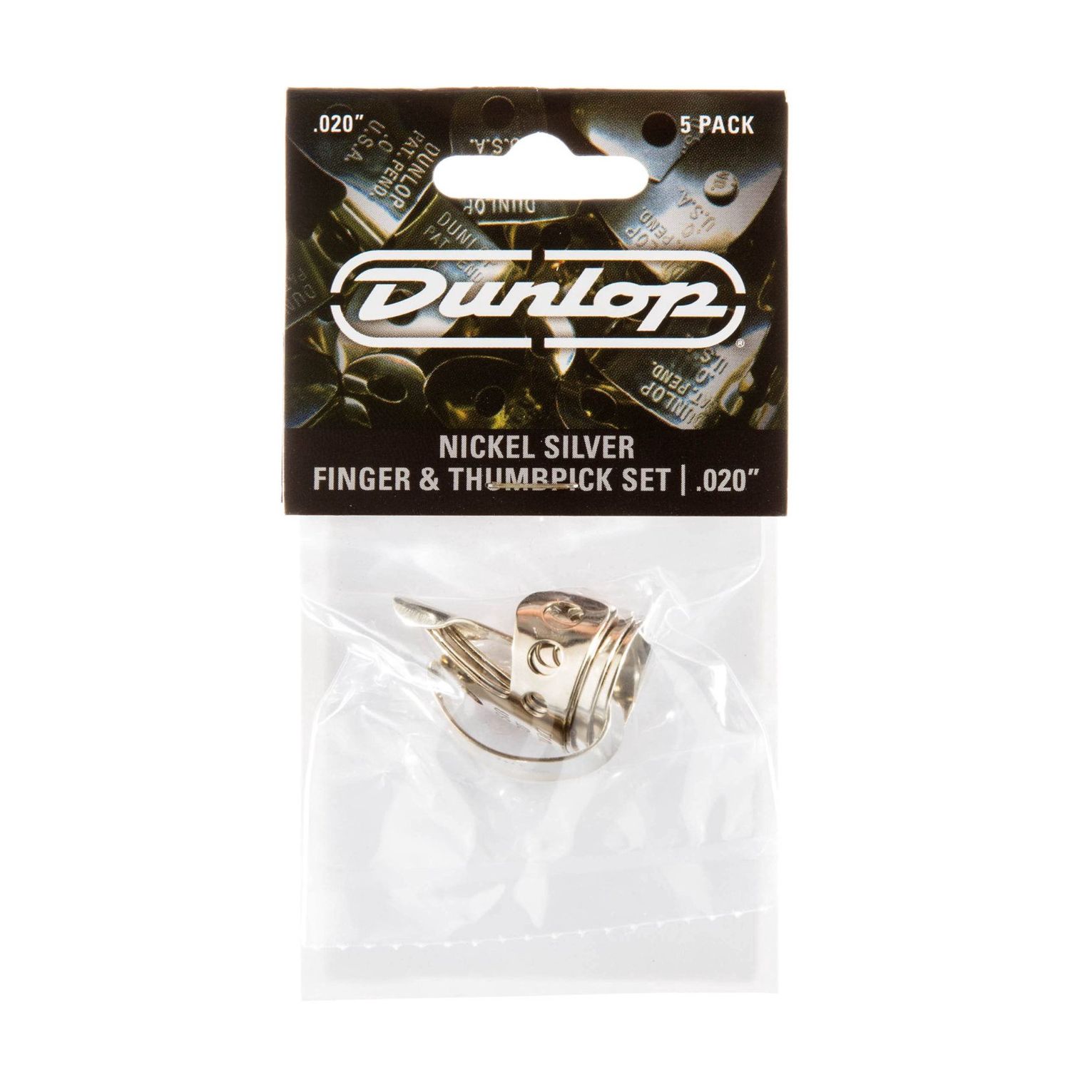 Dunlop Nickel Silver Finger and Thumbpicks - .020&#39;&#39; (5 Pack)