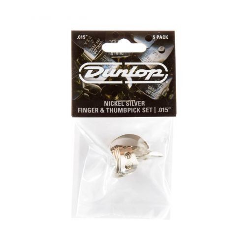 Dunlop Nickel Silver Finger and Thumbpick Set - .015&#39;&#39; (5 Pack)