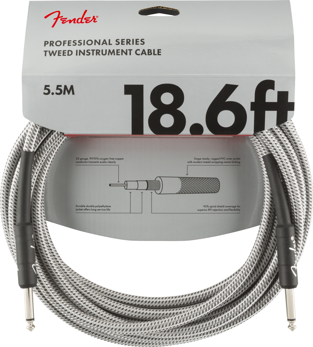 Fender Professional Series 18.6&#39; Instrument Cable - White Tweed