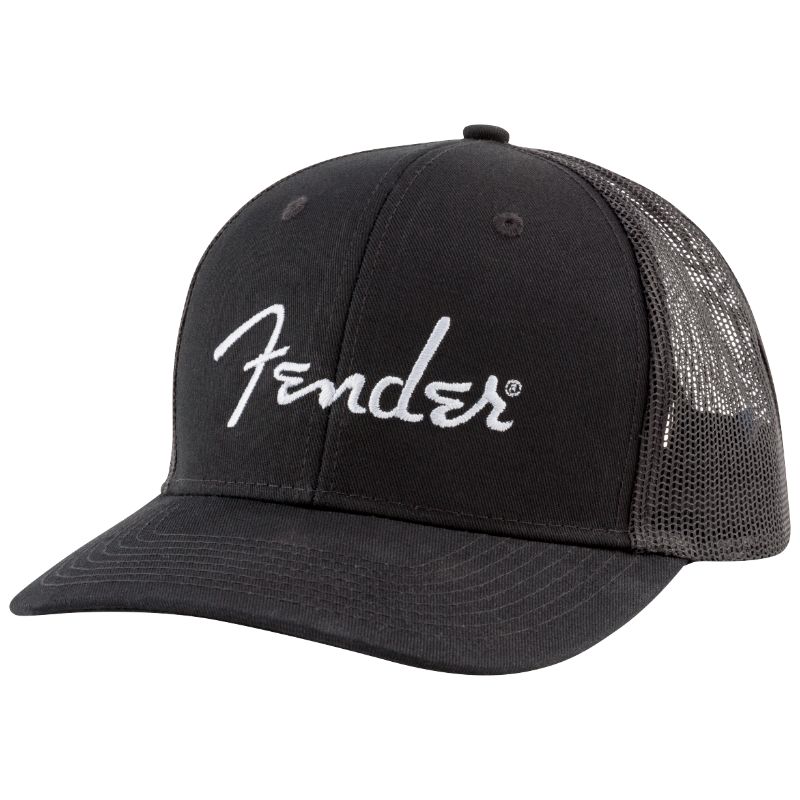 Fender Silver Logo Snapback Trucker Hat - Black