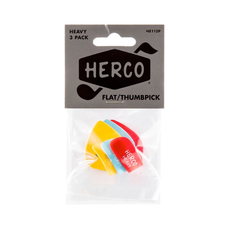 Herco HE113P Flat Thumbpicks Heavy 3/Player&#39;s Pack