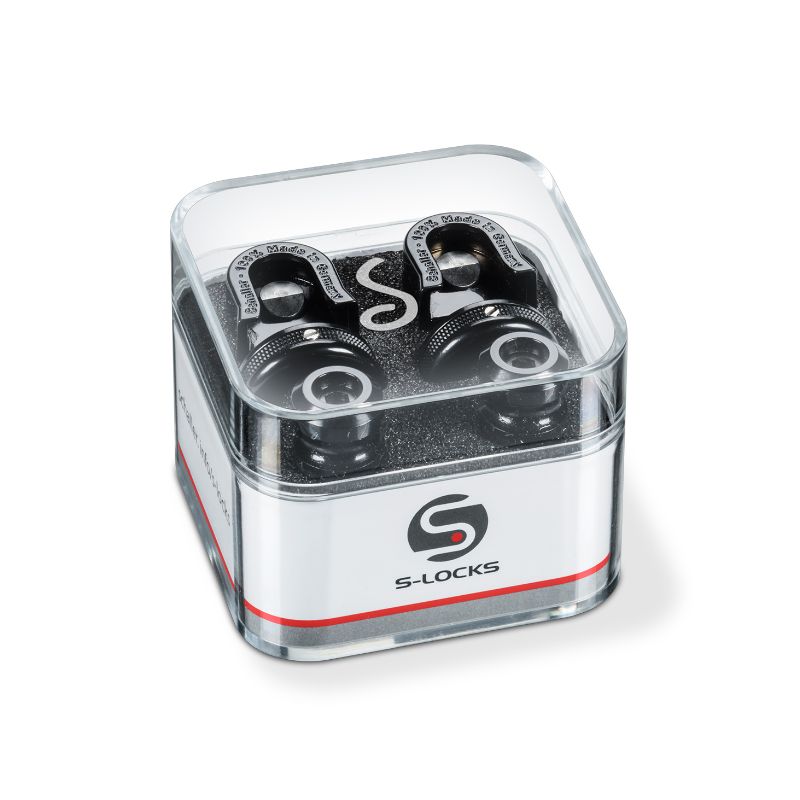 Schaller SCH14010401 Black Chrome Strap Locks (2)