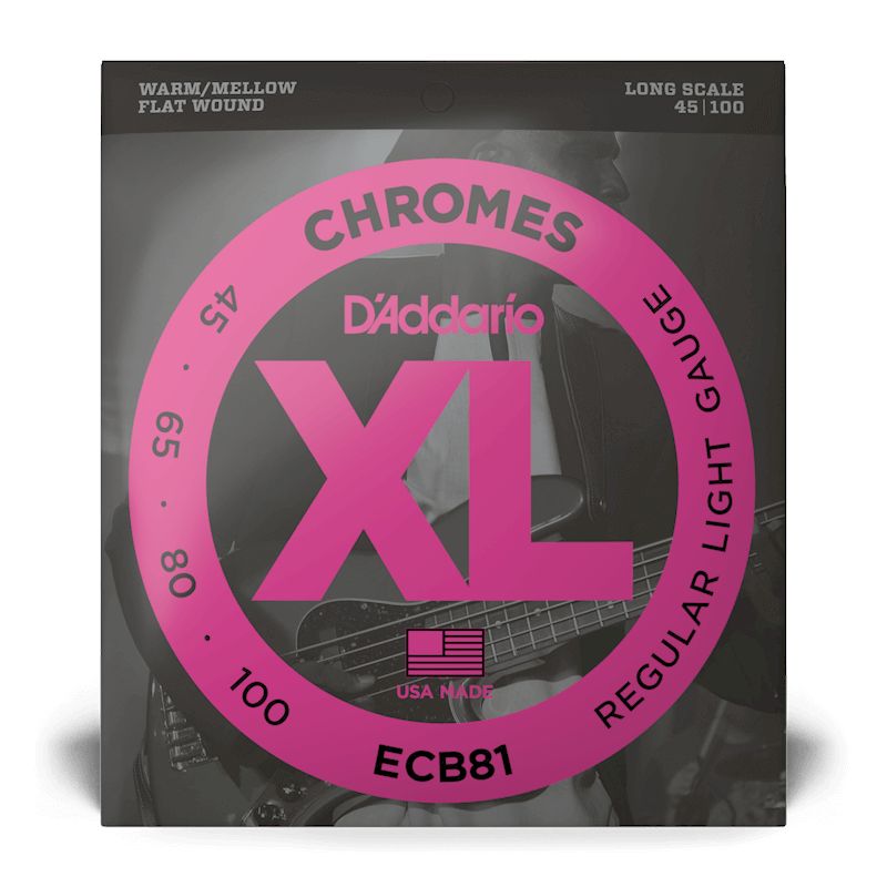 D&#39;Addario ECB81 Chromes Flat Wound Long Scale Bass Strings 45-100