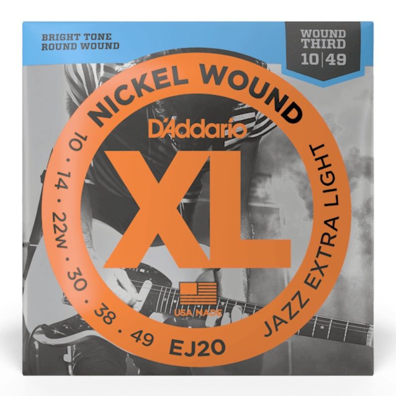 D&#39;Addario EJ20 Jazz XL Nickel Wound Electric Guitar Strings 10-49