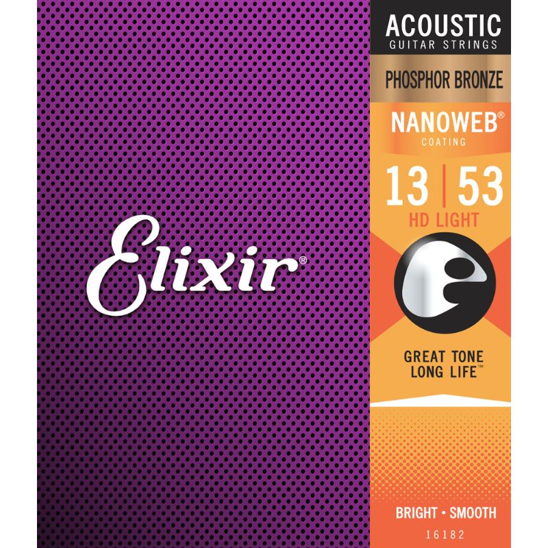 Elixir 16182 HD Light Acoustic Strings Phospher Bronze Nanoweb .013-.053