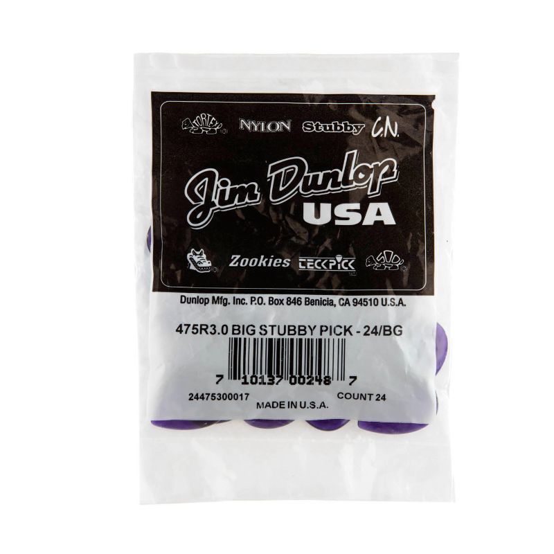 Dunlop 3.0Mm Stubby Jazz Guitar Picks Players Pack (24/Bag)