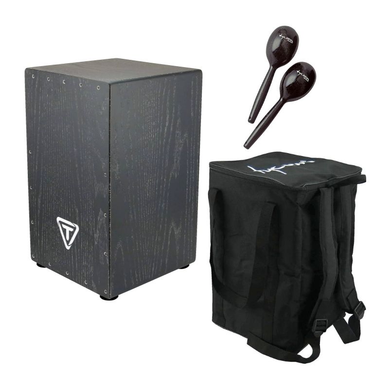 Tycoon Percussion TKBSC29BK Black Cajon With Bag &amp; Maracas