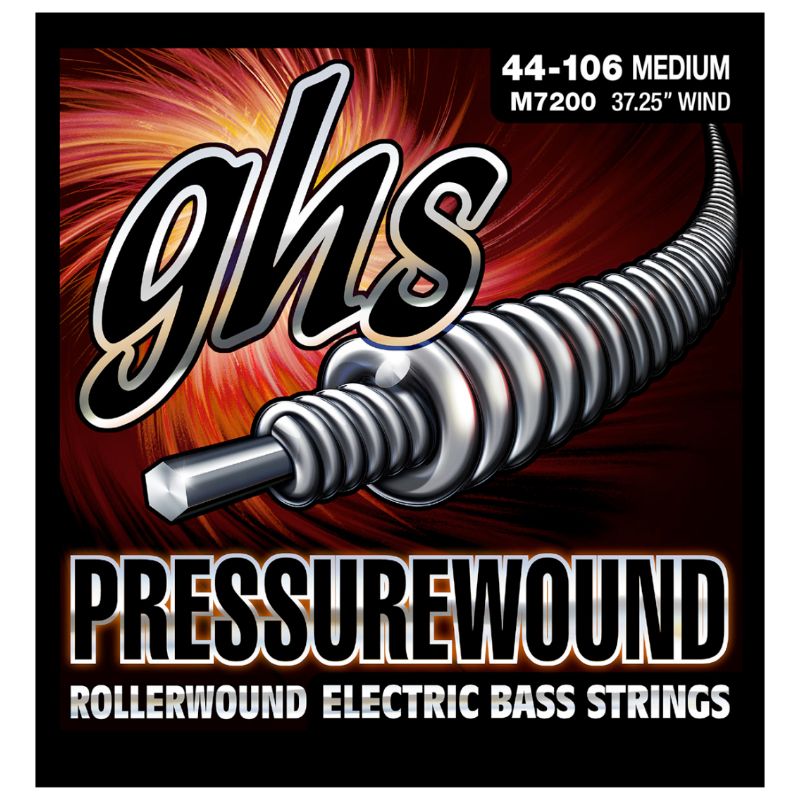 GHS M7200 Pressurewound Rollerwound Electric Bass Guitar Strings - .044-.106 Medium