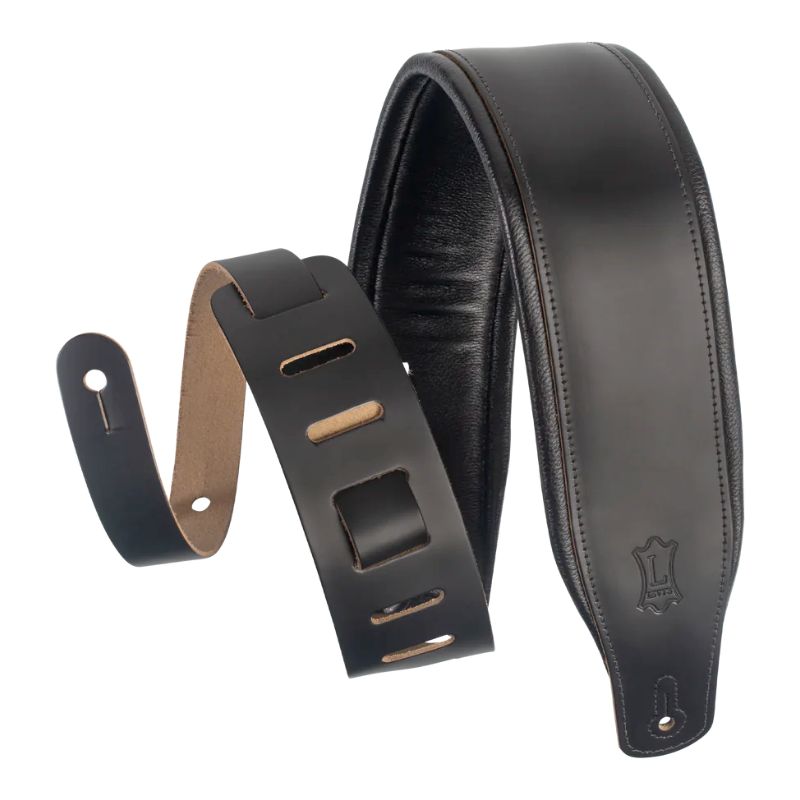 Levy&#39;s Amped Leather Series Guitar Strap - Black