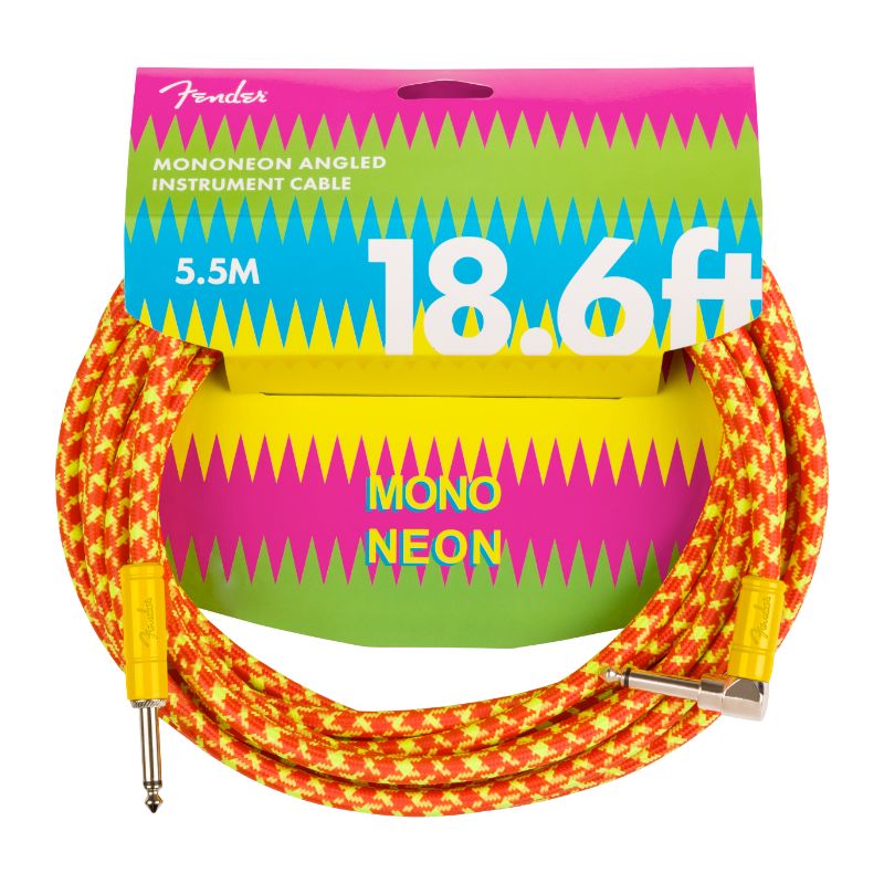 Fender MonoNeon Angled Instrument Cable Orange - 18.6 ft