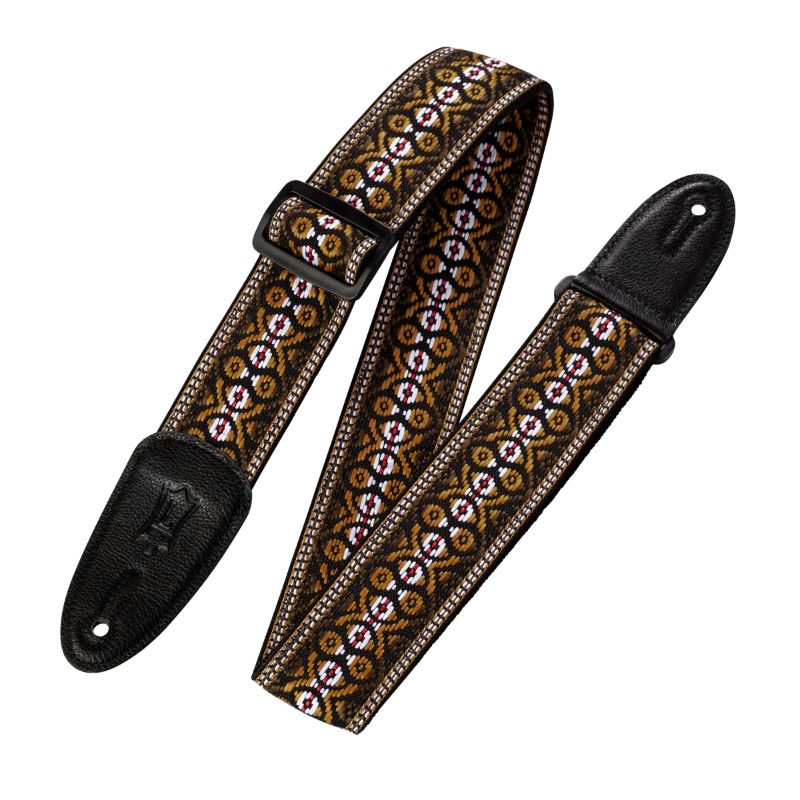 Levy&#39;s M8HT 2&quot; Jacquard Weave Guitar Strap - Orange and Brown Stripes