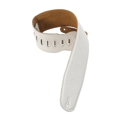 Levy&#39;s 3.5&quot; Heritage Series Garment Leather Bass Strap - White