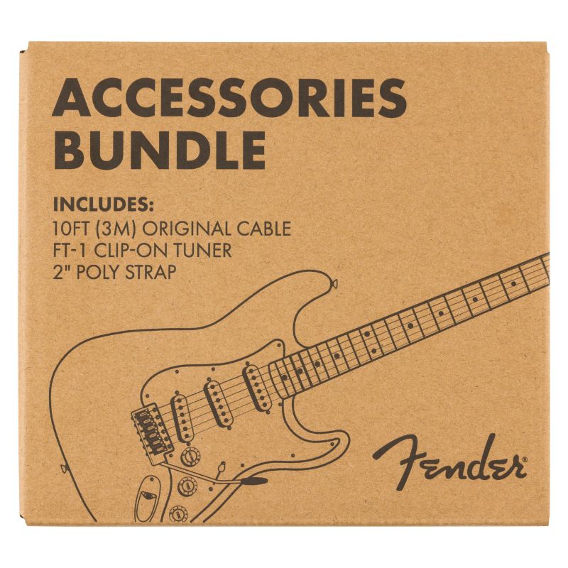 Fender Accessory Bundle Pack - Cable, Clip-On Tuner, Strap