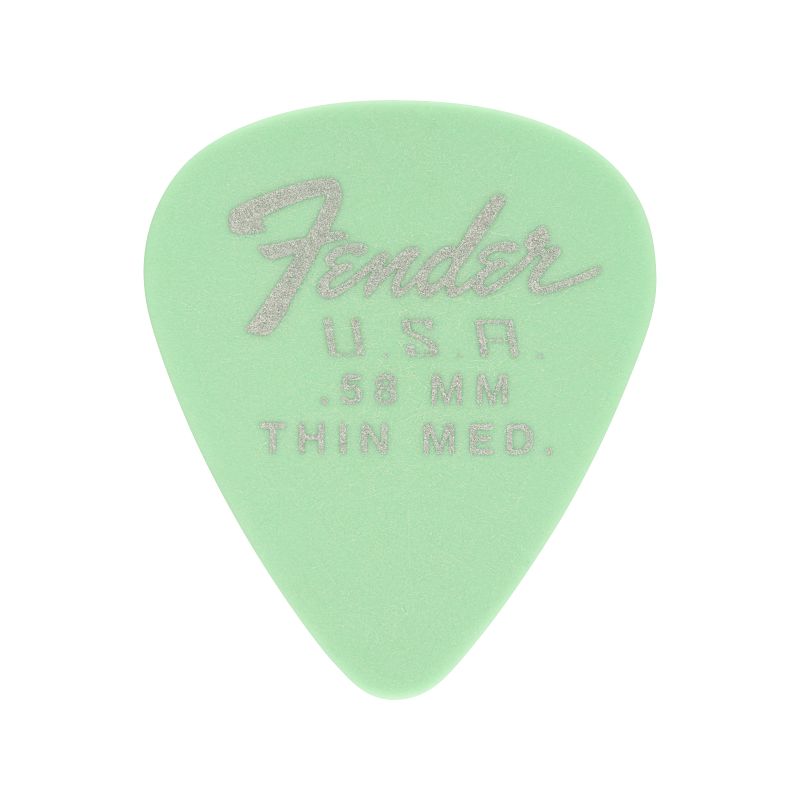 Fender Dura-Tone Delrin Picks - .58 mm, Thin Medium, 351 Shape, Surf Green (12 Pack)