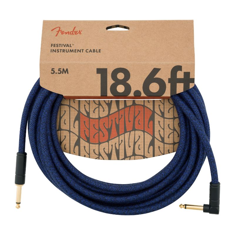 Fender Festival Hemp 18.6&#39; Straight to Right Angle Instrument Cable - Blue Dream
