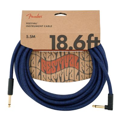 Fender Festival Hemp 18.6&#39; Straight to Right Angle Instrument Cable - Blue Dream