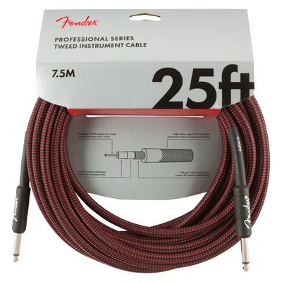 Fender 25&#39; Professional Series Instrument Cable - Red Tweed