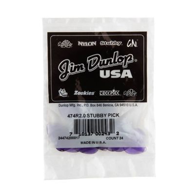 Dunlop 2.0Mm Stubby Jazz Guitar Picks (24/Bag)