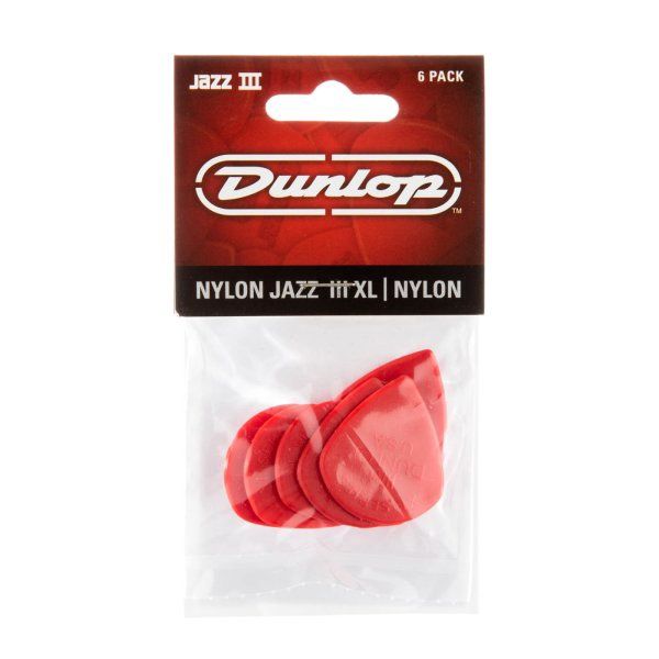 Dunlop Jazz III XL Red Nylon Pick Player&#39;s Pack (6 Pack) - 1.38mm