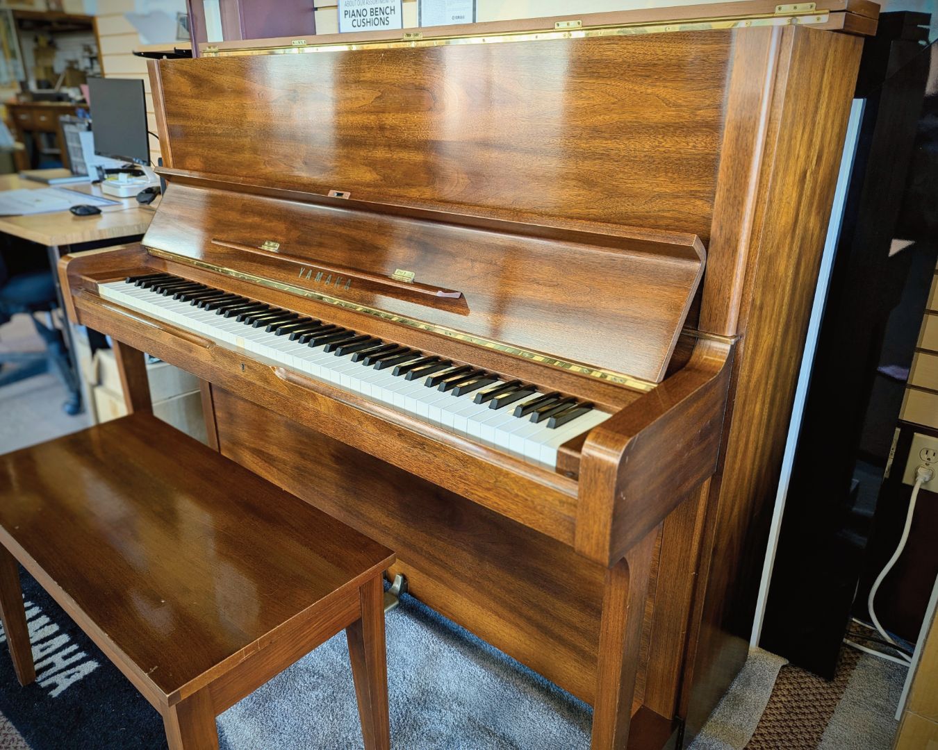 CONSIGN Yamaha U1 Upright Piano - Satin American Walnut with Bench