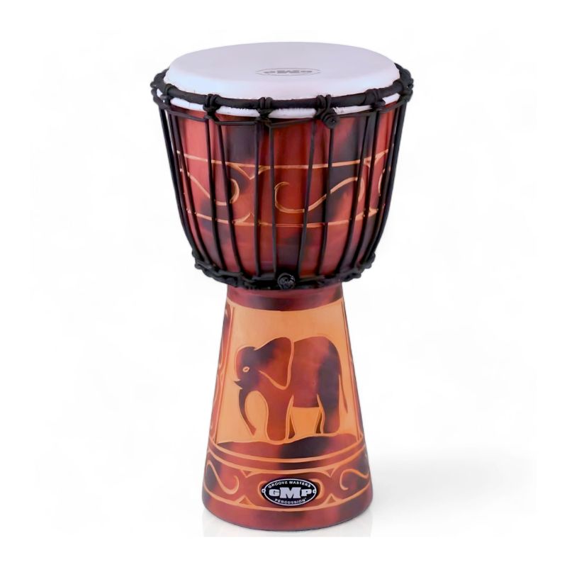 Groove Masters DJ40ZC-B2 8&quot; Elephant Carved Wood Djembe