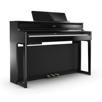 Roland HP704 Digital Upright Piano w/ Stand - Polished Ebony Finish