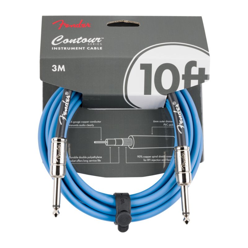 Fender Contour Series 10&#39; Instrument Cable - Lake Placid Blue