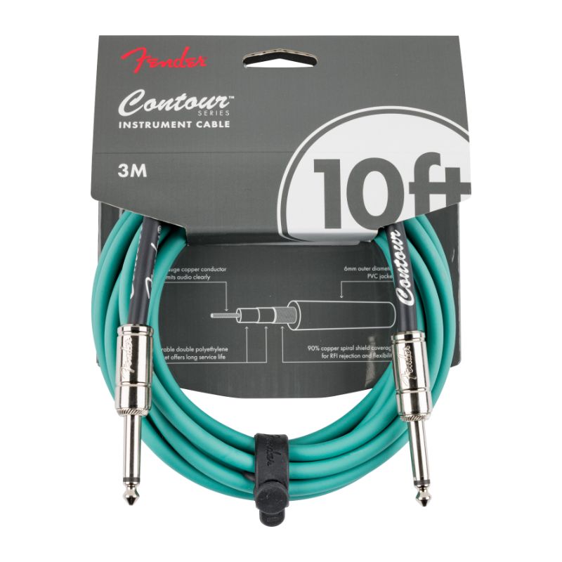 Fender Contour Series 10&#39; Instrument Cable - Sherwood Green