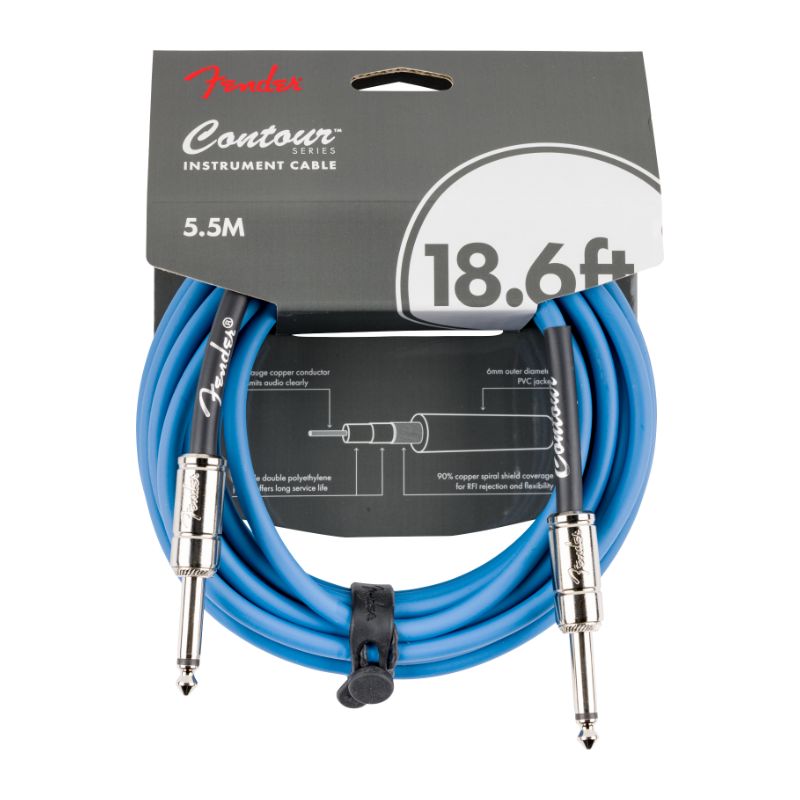 Fender Contour Series 18.6&#39; Instrument Cable - Lake Placid Blue