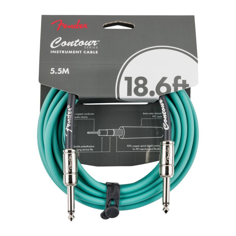 Fender Contour Series 18.6&#39; Instrument Cable - Sherwood Green