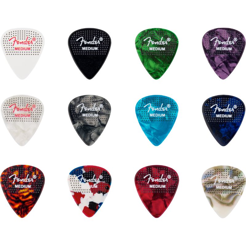 Fender 351 Dotted Celluloid Guitar Picks - Medium, 12-pack