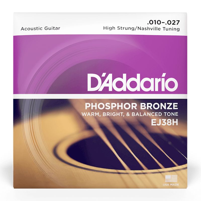 D&#39;Addario EJ38H Phosphor Bronze High Strung Acoustic Guitar Strings - .010-.027 Nashville