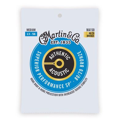 Martin MA150 Authentic Acoustic Superior Performance 80/20 Bronze Guitar Strings - .013-.056 Medium