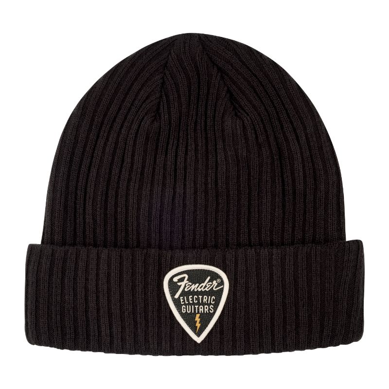 Fender Pick Patch Ribbed Beanie - Black