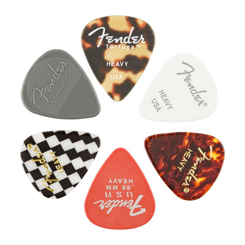 Fender 351 Celluloid Medly Picks (6-Pack) - Mixed Colours - Heavy