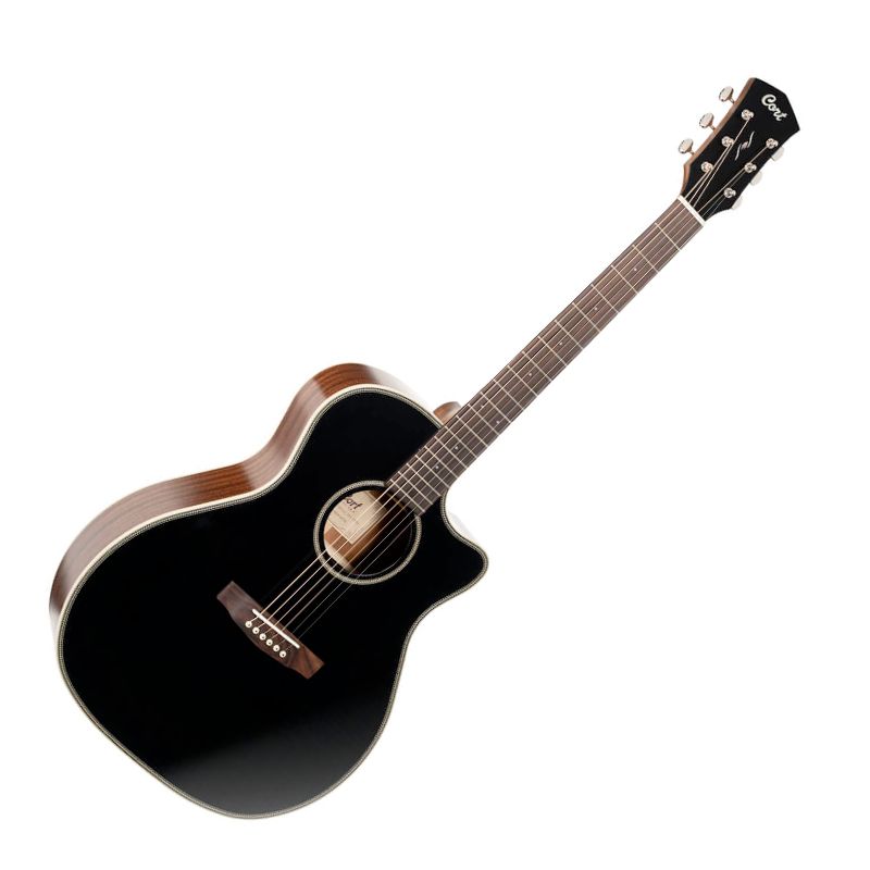 Cort Essence Series Grand Auditorium Acoustic/Electric Guitar - Black Top Semi Gloss
