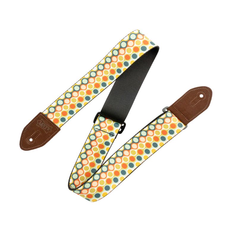 Levy&#39;s Mid Century Modern Series Guitar Strap - Red, Blue, Green, and Gold MCM Bubbles