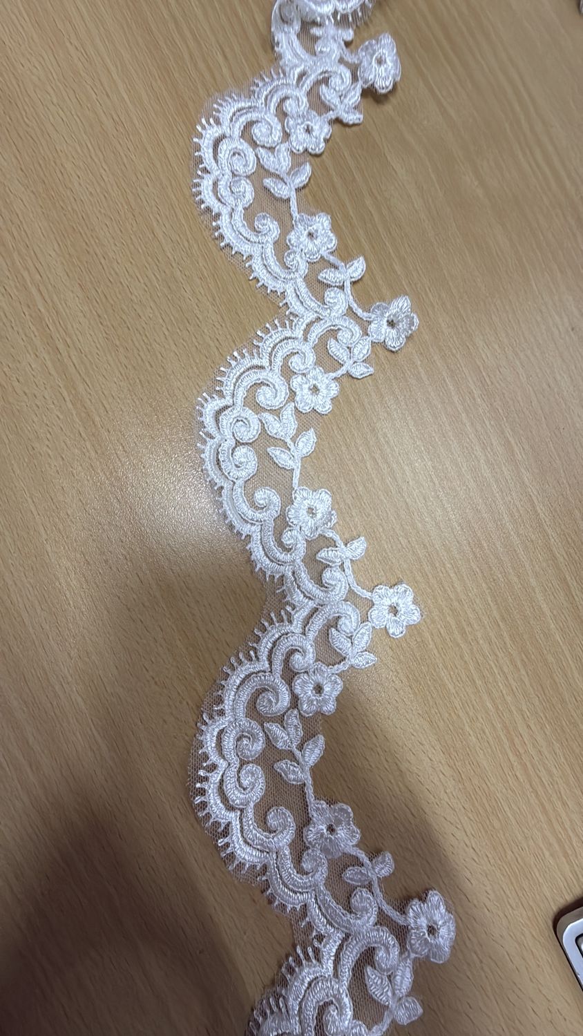 [ 21231 ] Lace Border Corded/6cm/5g/IVORY per Meter