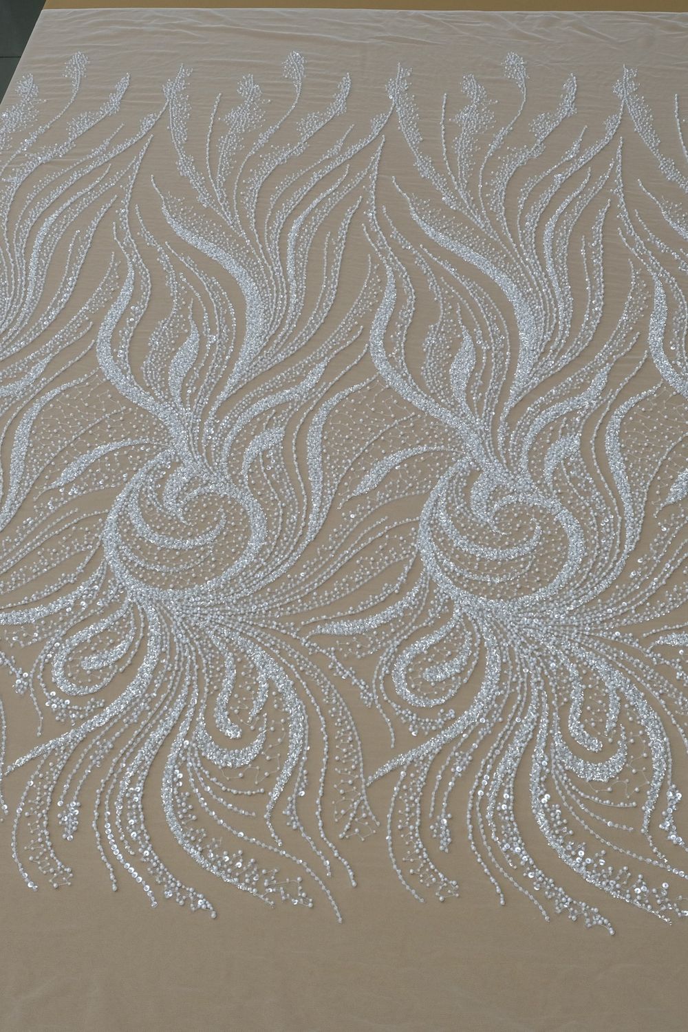 Wedding Dress Fabric [ 25267 ] Tulle Emb Beaded-137-03-Off White per Meter
