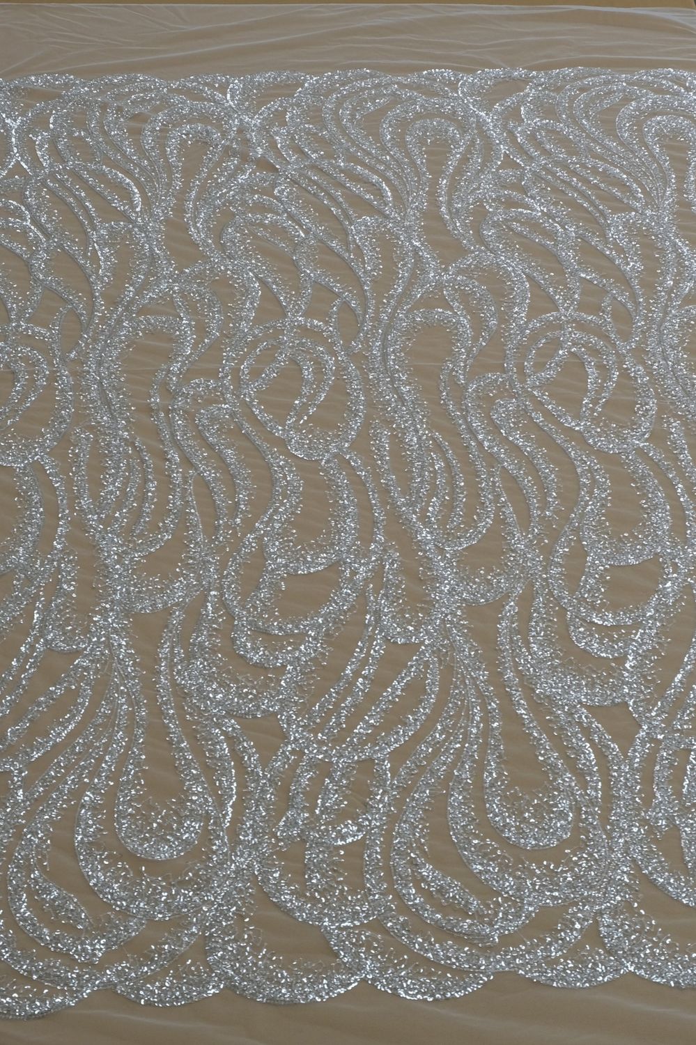 Wedding Dress Fabric [ 24576 ] TulleEmbBead-127480-137-06-Silver per Meter