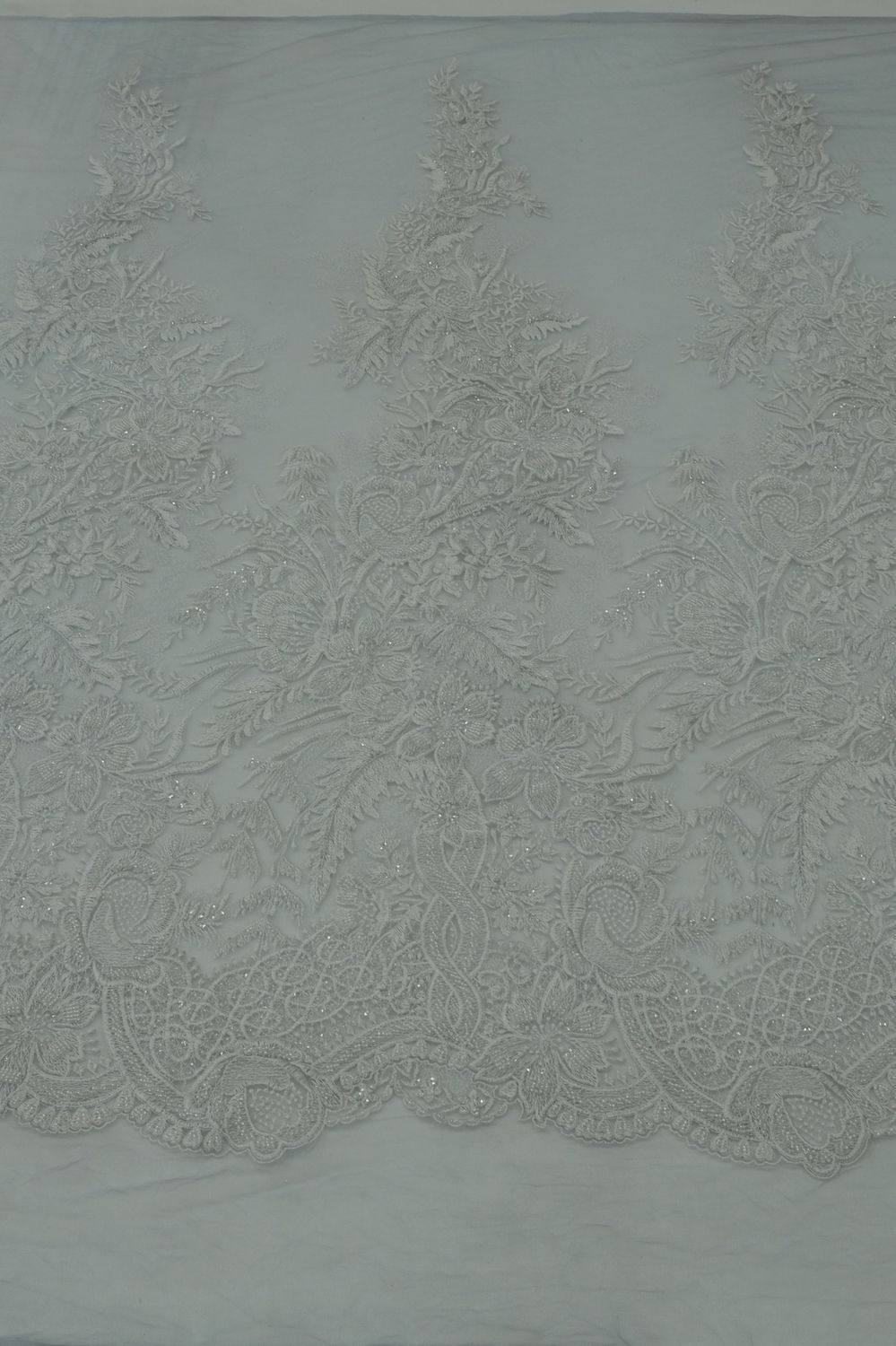 Dress Fabric [ 24340B ] TulleEmbBead-36307-137-01-Lilac White per Meter