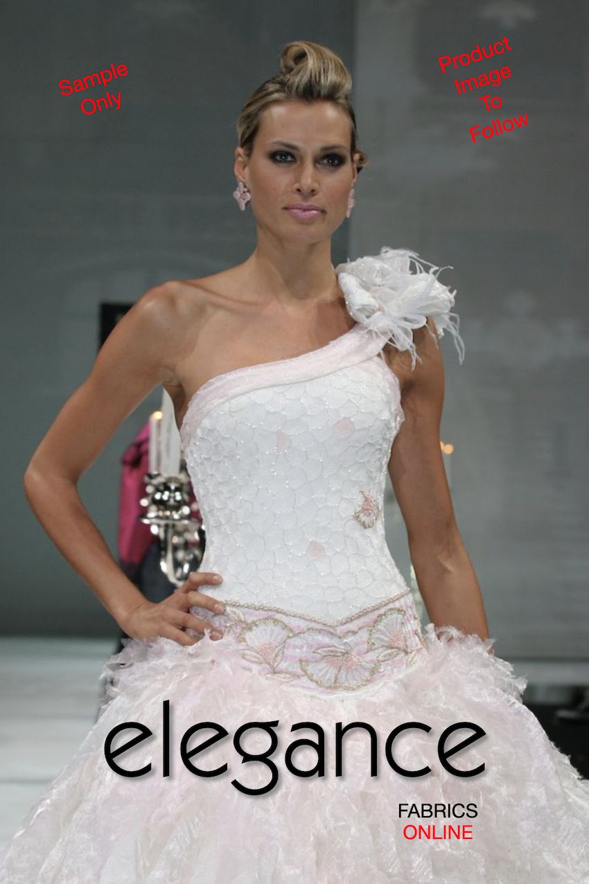 [ 14860 ] Tulle Embroidered Applique Beaded/137cm/5g/Ivory per Meter