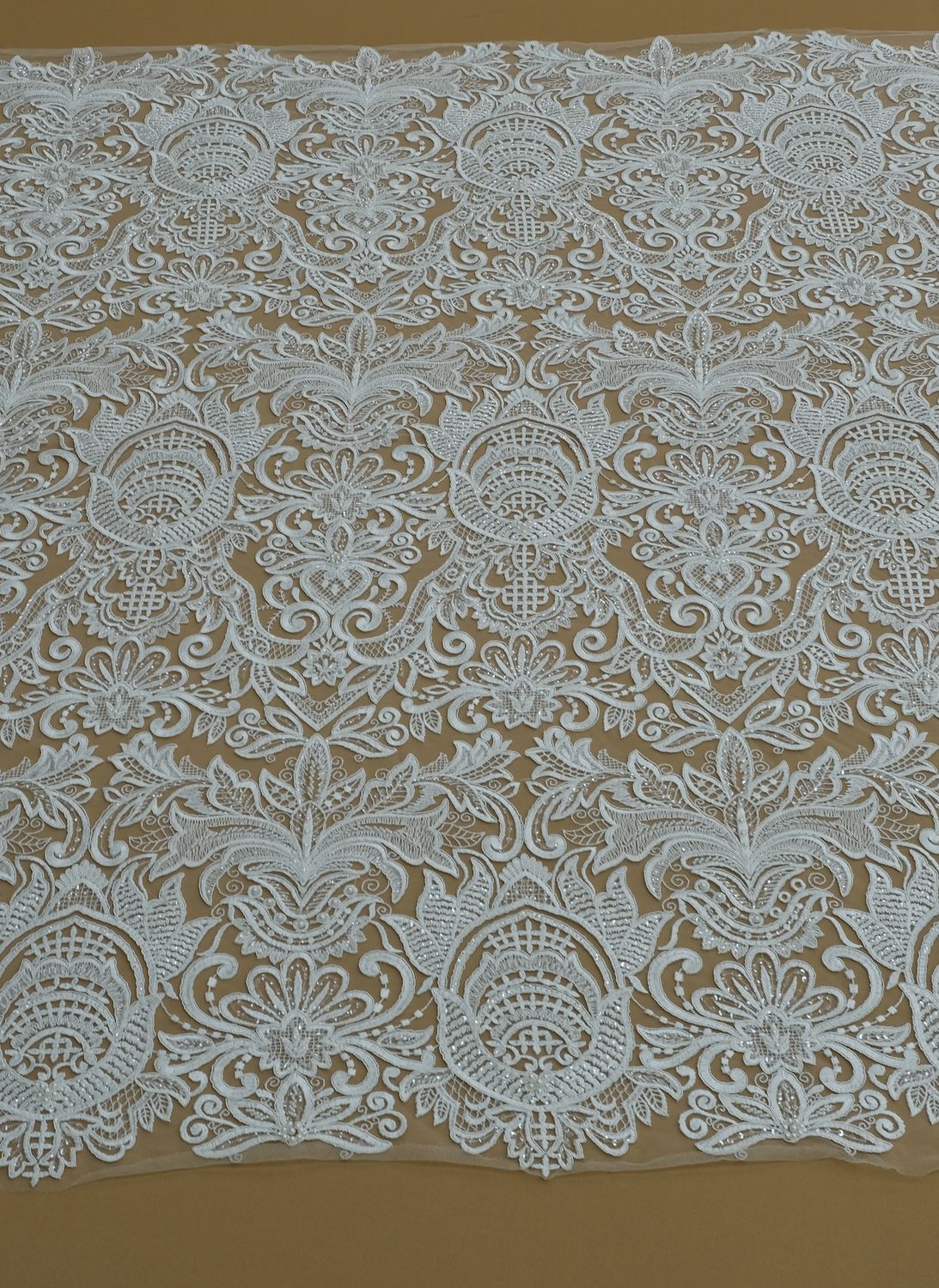 Wedding Dress Fabric [ TEBC-ES-10429-I ] TulleEmbBeadCord137cm-IVORY per Meter