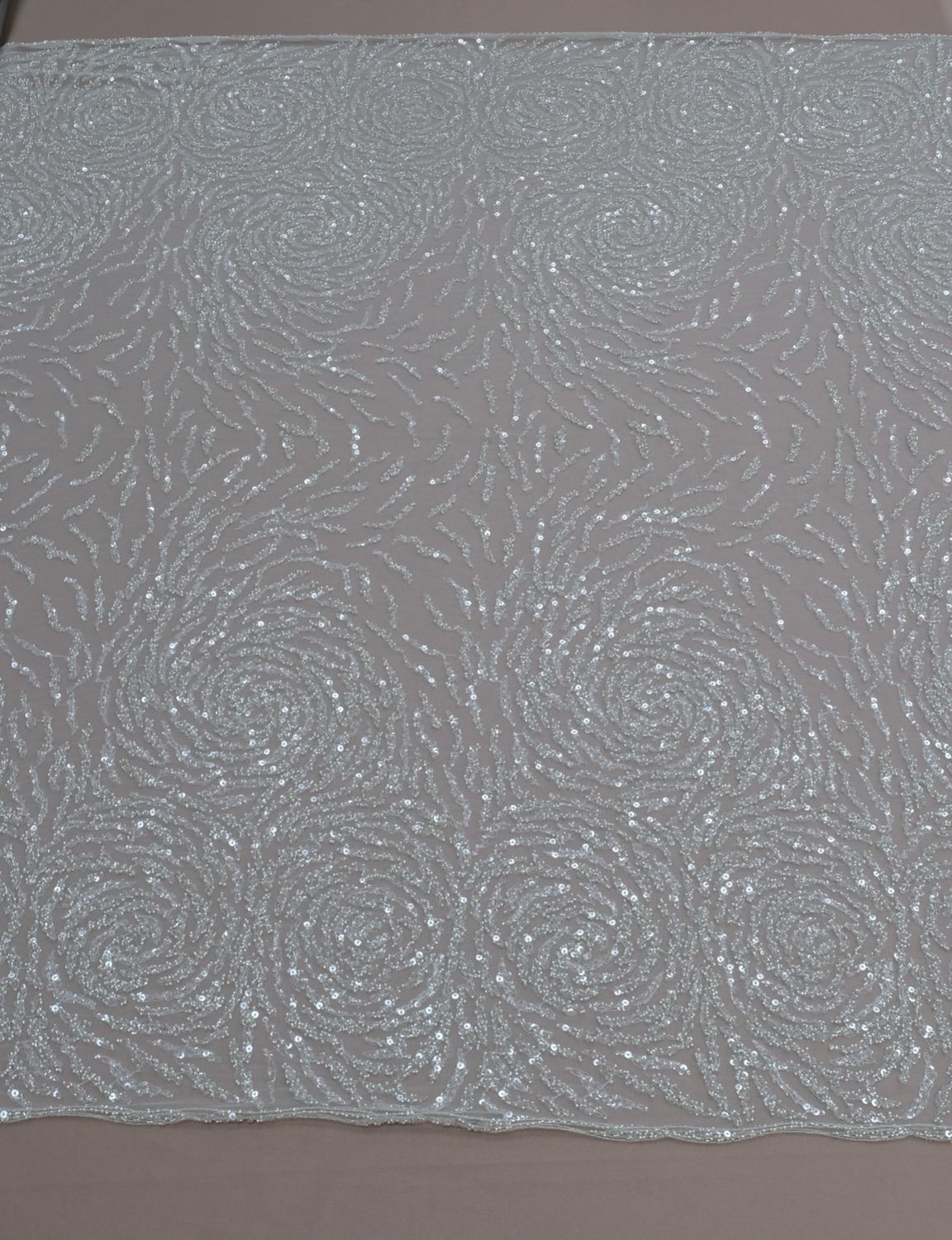 Wedding Dress Fabric [ 23284 ] Tulle Embroidered Beaded-137-WHITE per Meter
