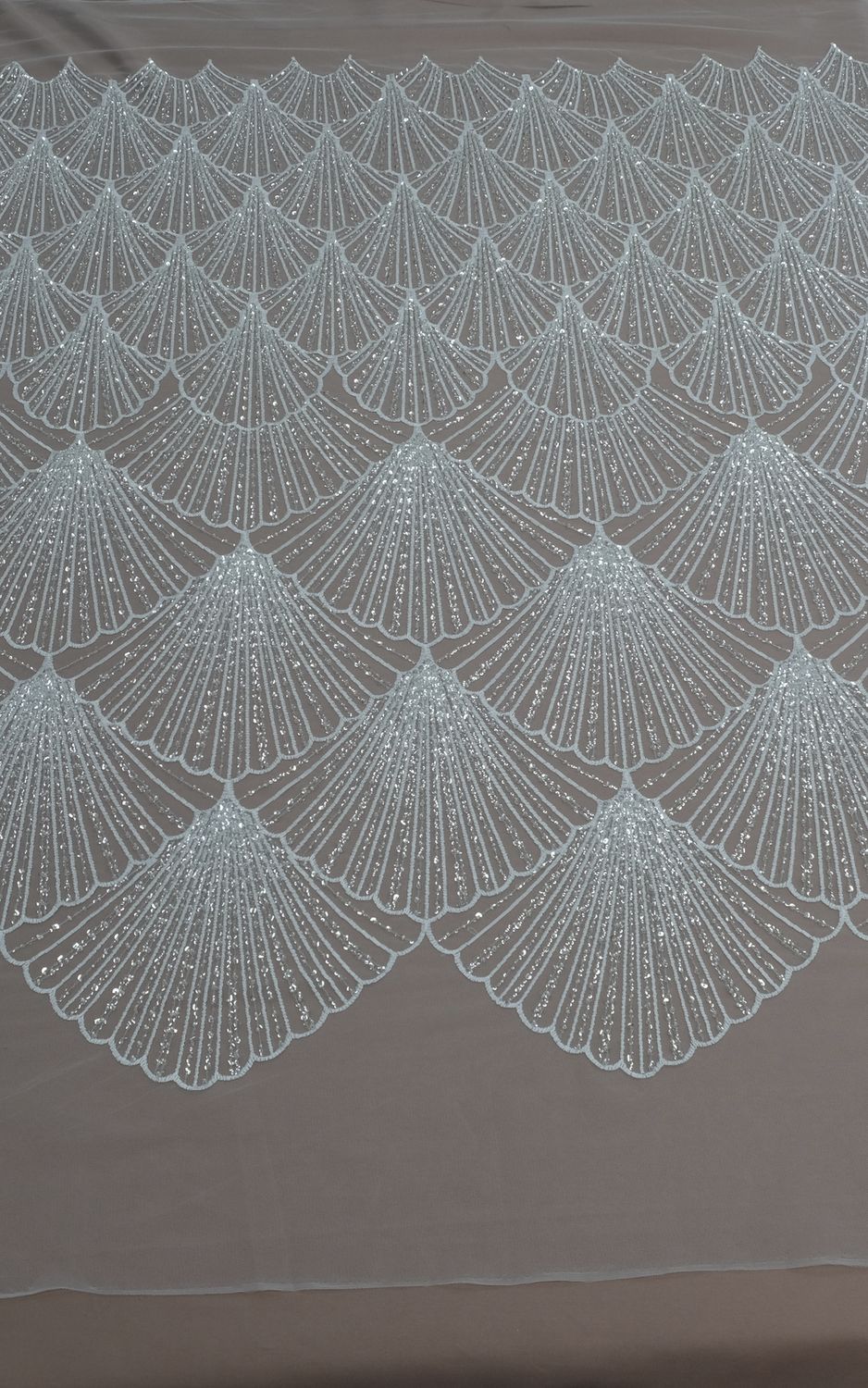 Wedding Dress Fabric [ 24373 ] TulleEmbBead-36290-137-03-White per Meter