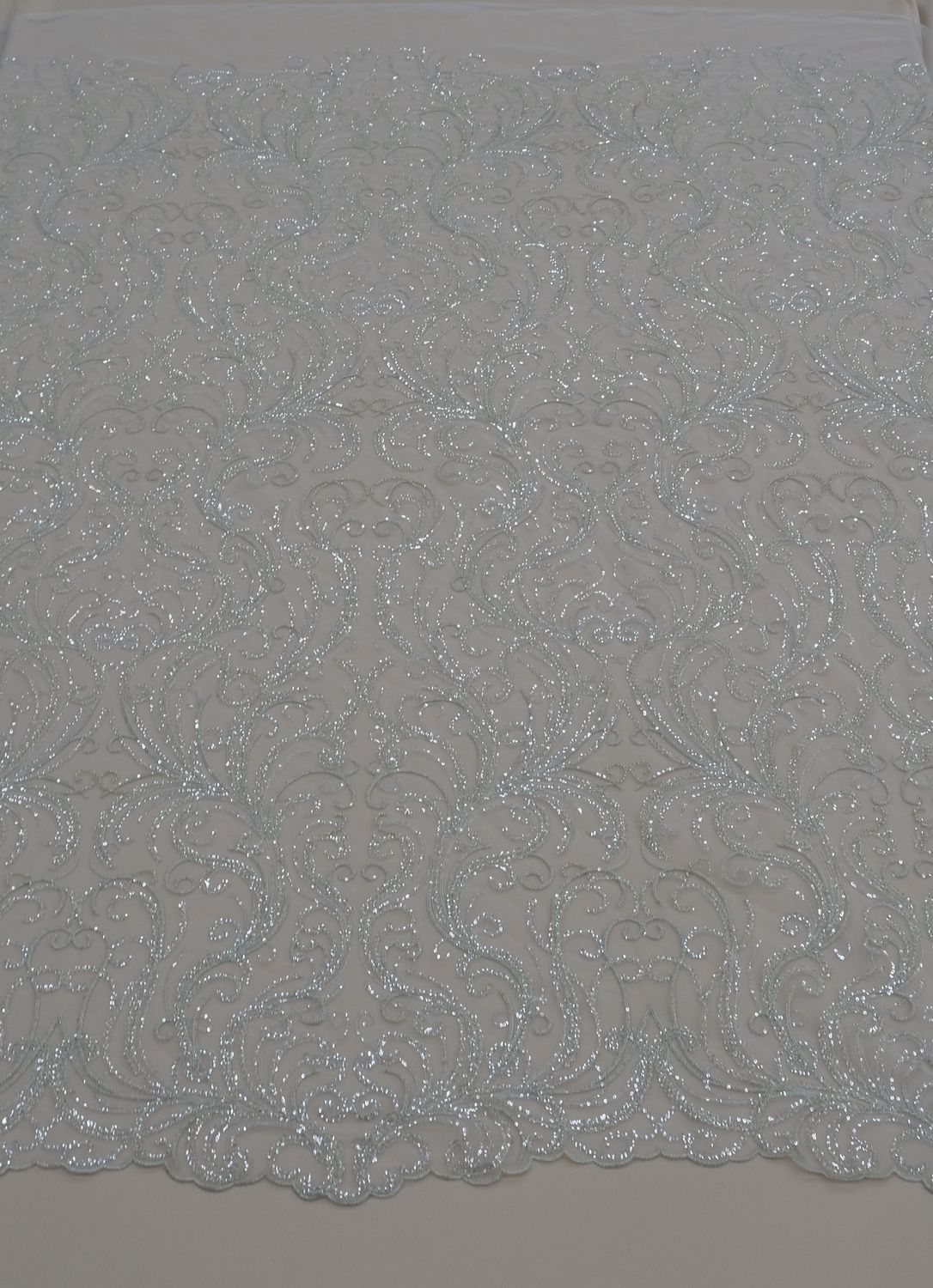 Wedding Dress Fabric [ 23471 ] TUEBM-Tulle Emb Beaded Metalic-132-Ivory-02 per Meter