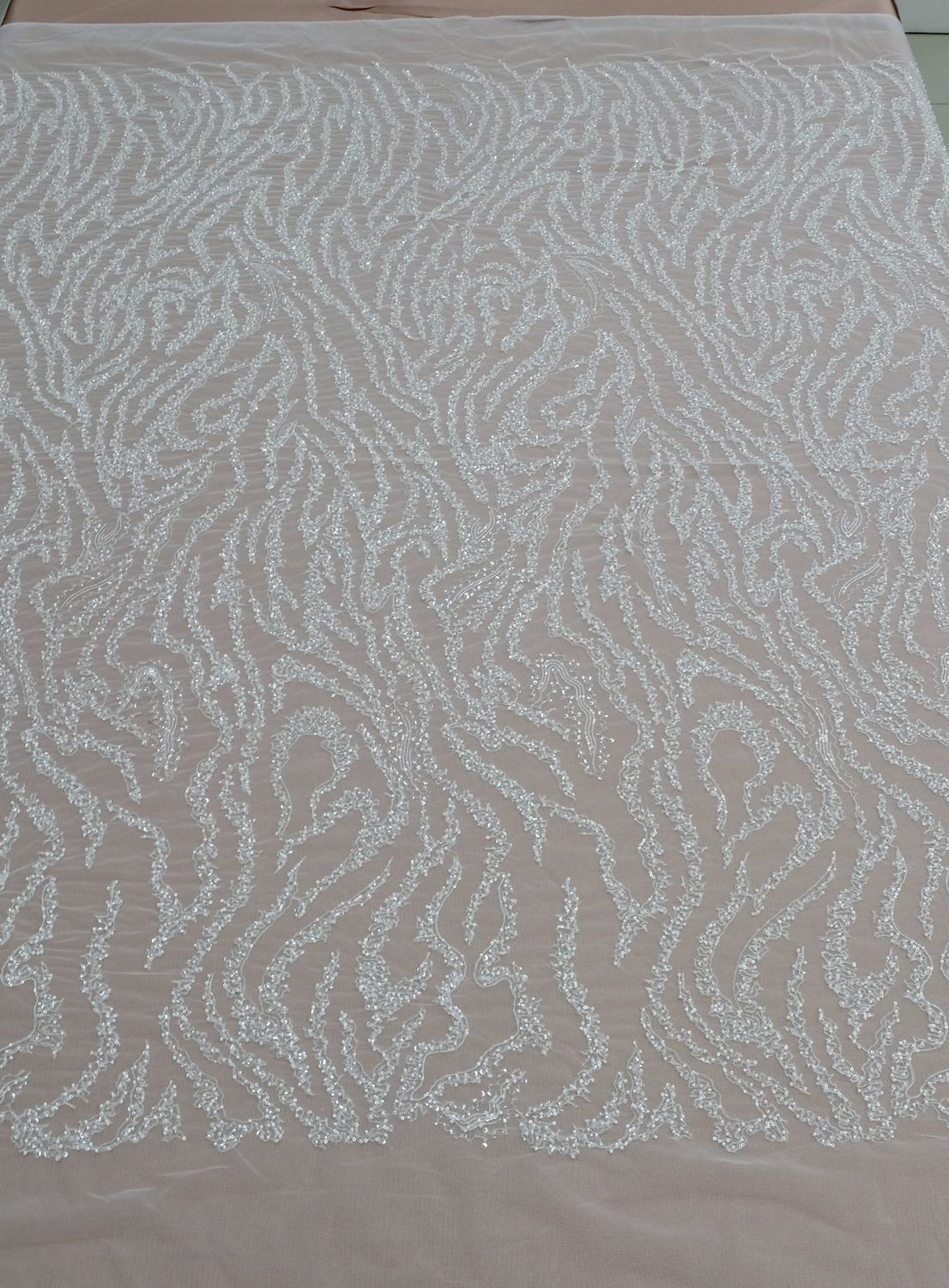 Wedding Dress Fabric [ 24302 ] Tulle Emb Beaded-KQ127336V-S-137-03-Ivory per Meter