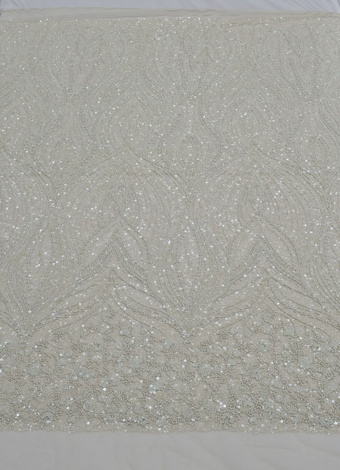 Dress Fabric [ 25246 ] Tulle Emb Beaded-137-02-Champagne per Meter
