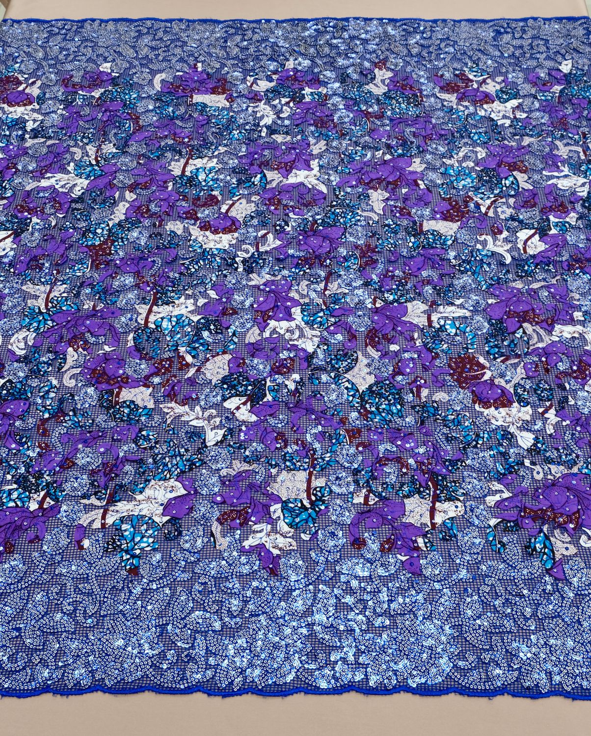 Dress Fabric [ 21925 ] Fish Net Emb Secq Lazer cut-137-Magenta-001 per Meter