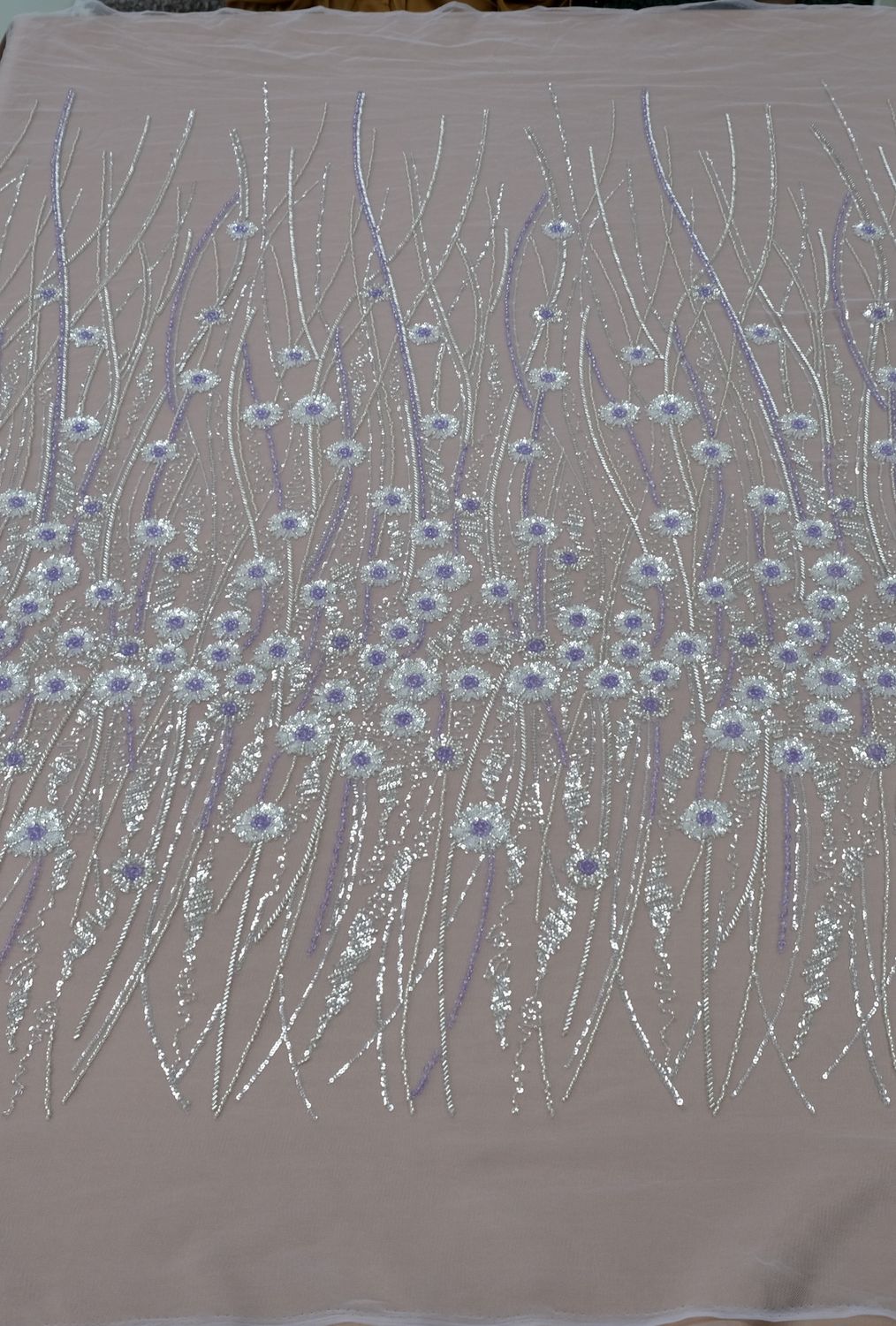 Dress Fabric [ 25080 ] Tulle Emb Beaded-KQ-DSN#1-137-Lilac-03 per Meter